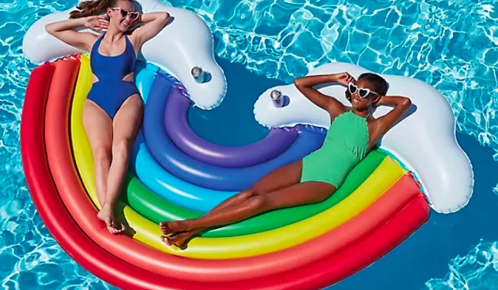 BigMouth Rainbow Two-Person Pool Float w/ Built-In Cupholder