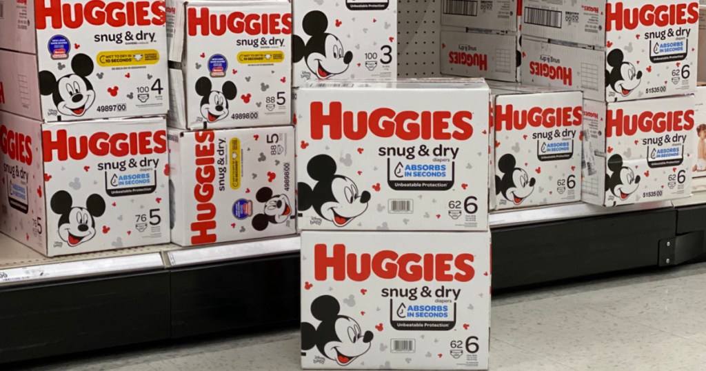 large boxes of Huggies Snug & Dry Diapers