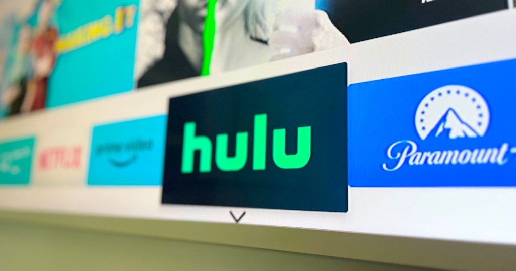 The Hulu app on a TV screen