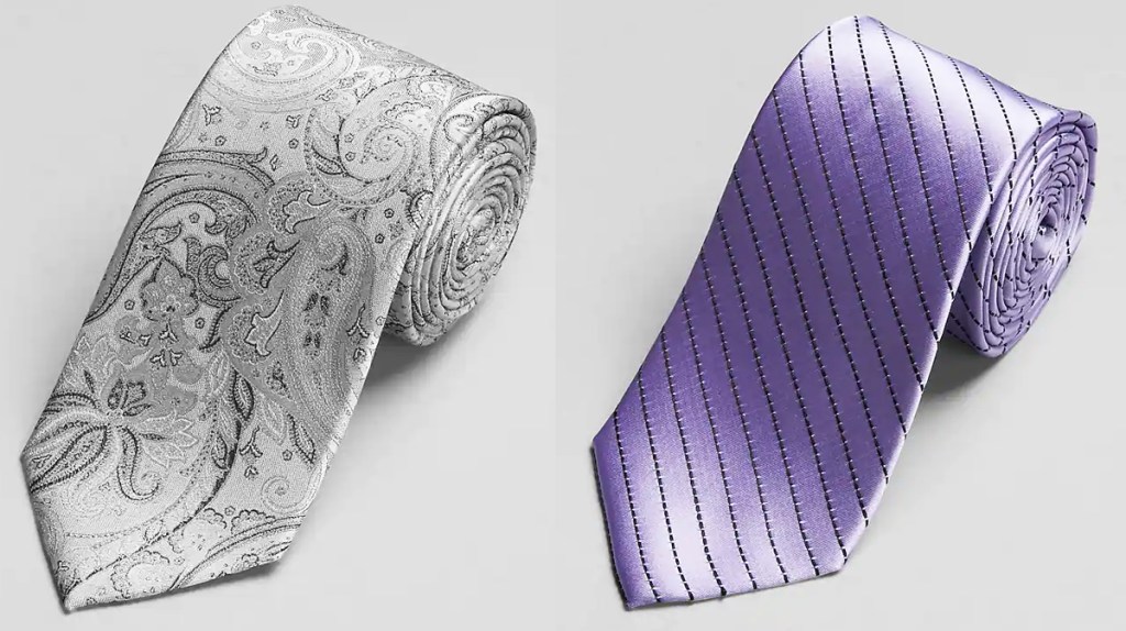 light grey and purple ties