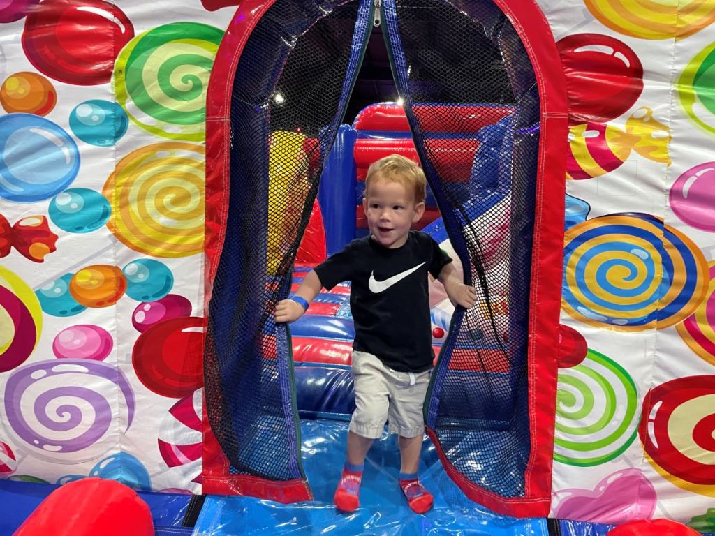 Little boy at a jump park