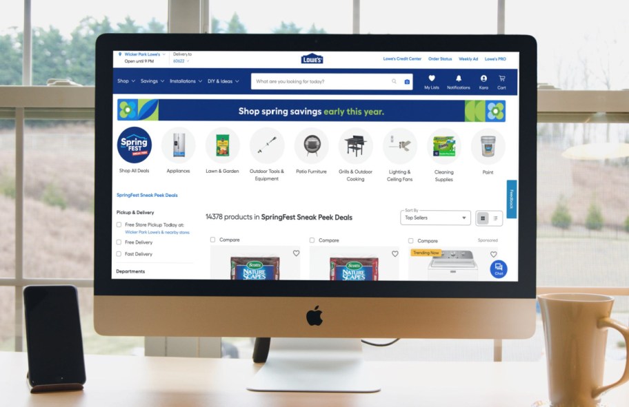 Computer showing the Lowe's SpringFest deals