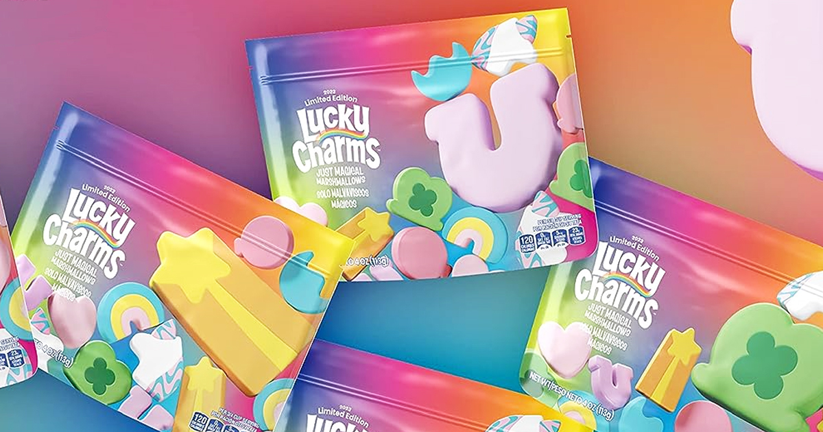 multiple pouches of lucky charms marshmallows