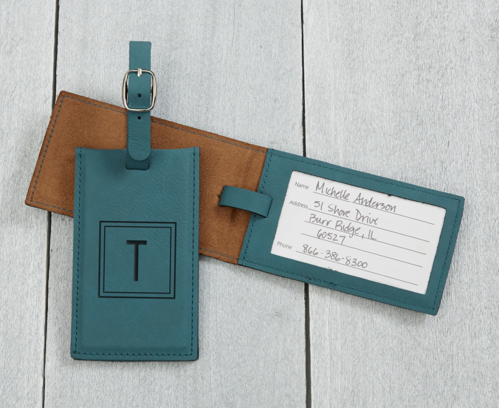This personalized luggage tag makes a thoughtful bridal shower gift
