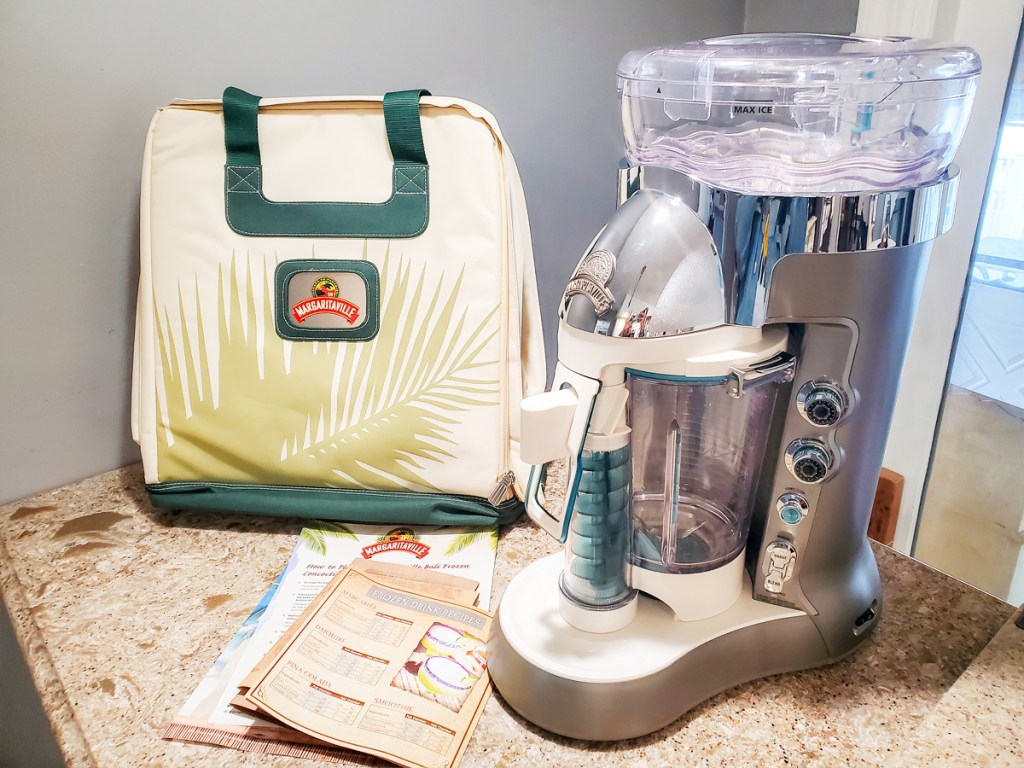 margaritaville machine and bag on kitchen counter