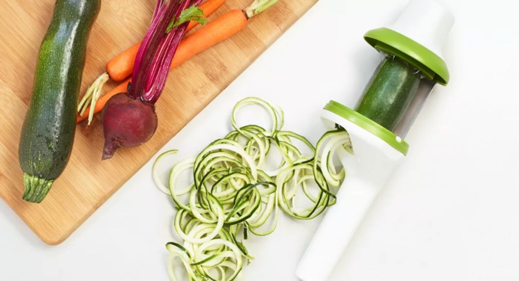 Martha Stewart Handheld Spiralizer with veggies around