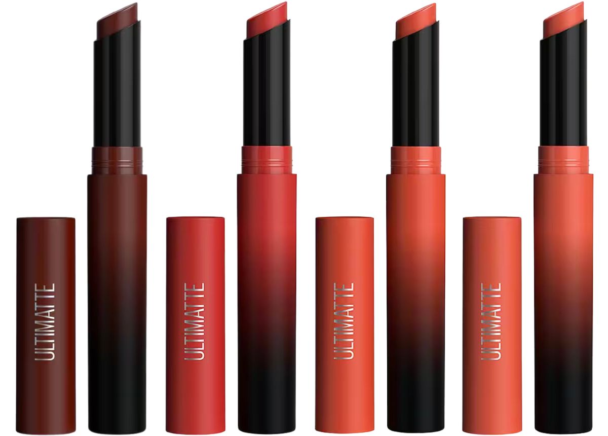 Maybelline Ultimatte Neo-Neutrals Slim Lipsticks in 4 shades stock images