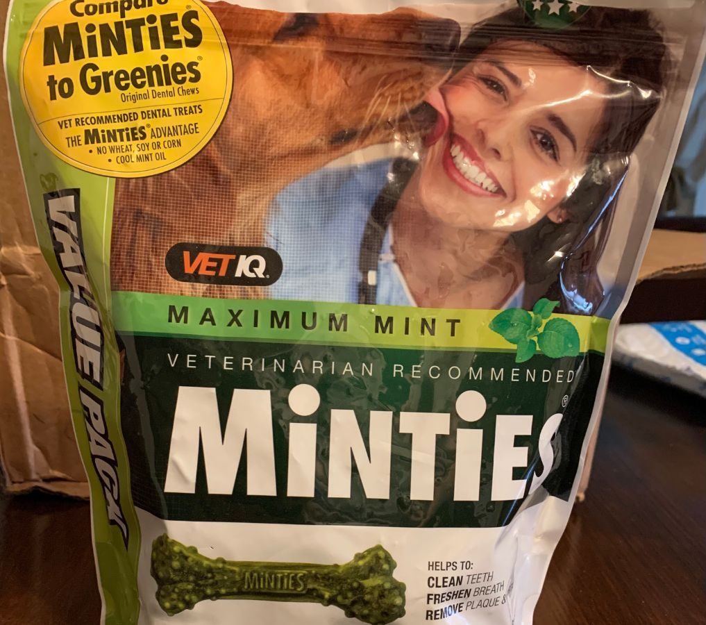 Large bag of Minties treats for medium/large dogs