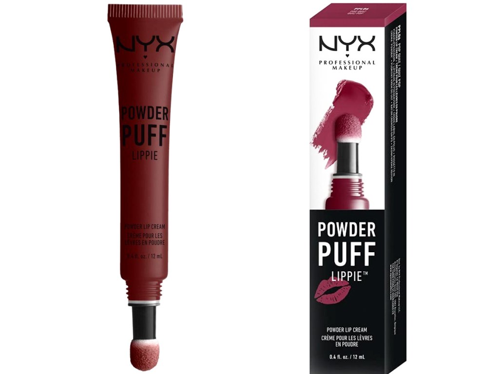 NYX Powder Puff Lippie Lip Cream tube next to it's box