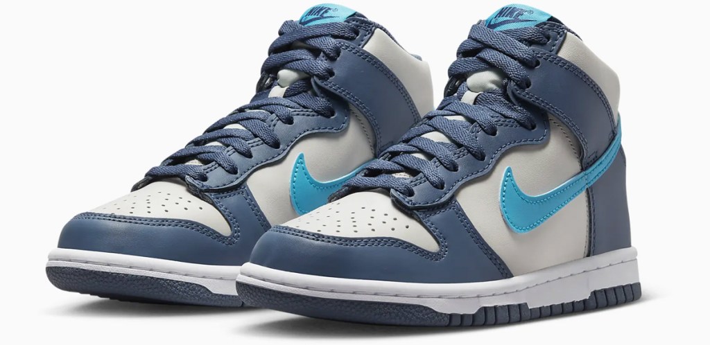 pair of nike dunks in blue
