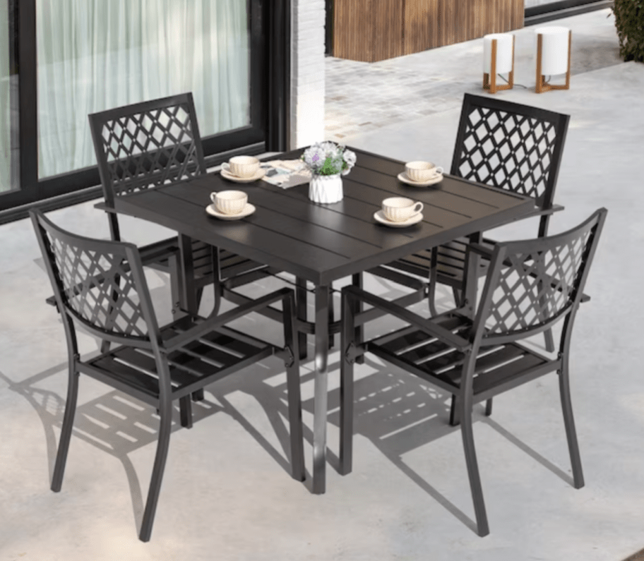 A black iron patio set from Lowe's