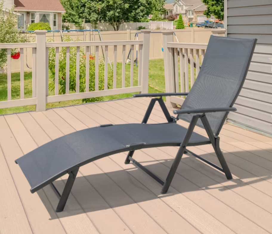 Nuu Garden patio lounge chair on a back deck