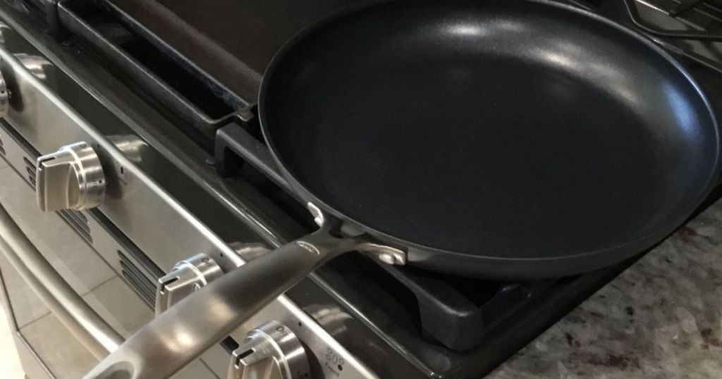 OXO Good Grips Pro Frying pan on a gas range