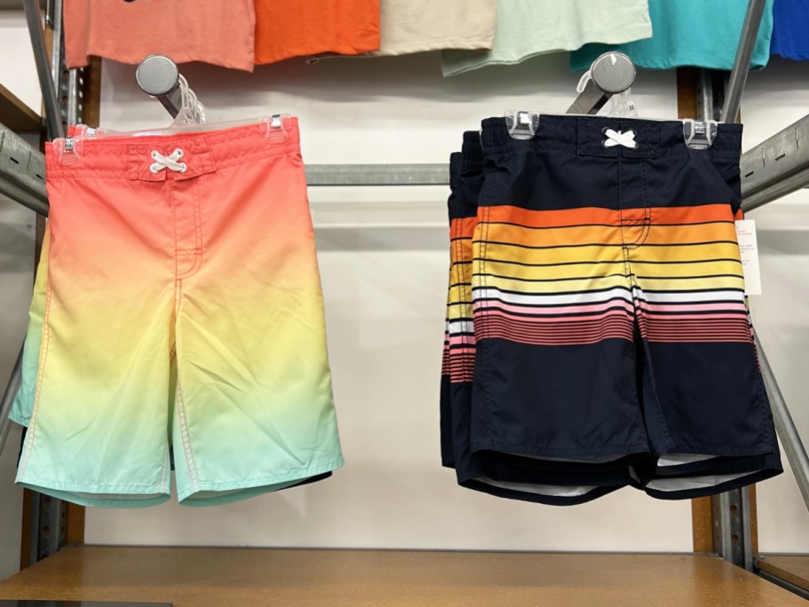 boys boardshorts on display in store