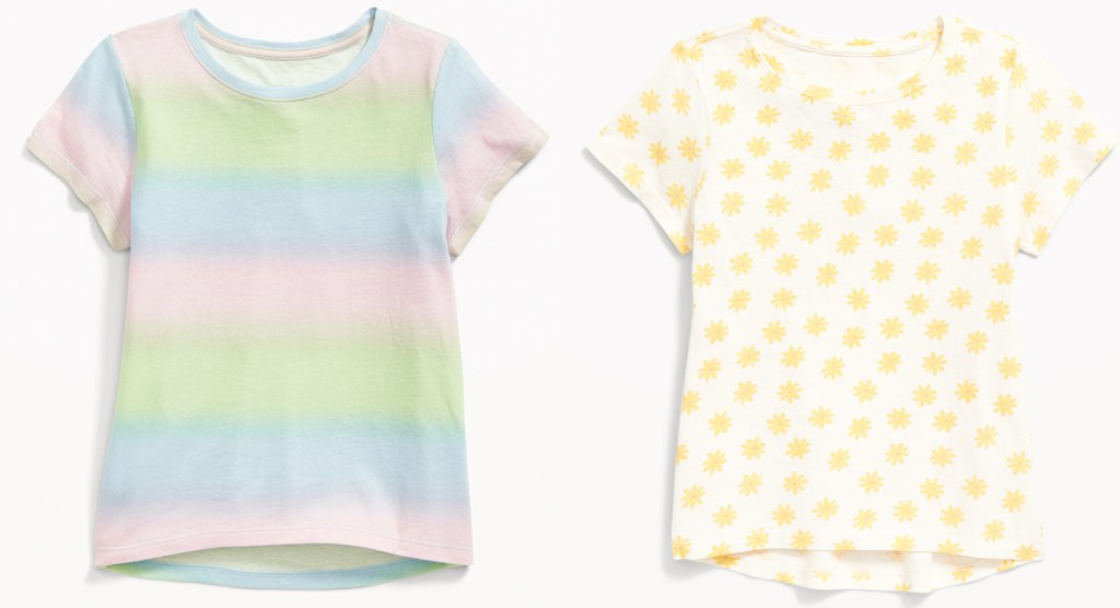 striped and floral print girls tees