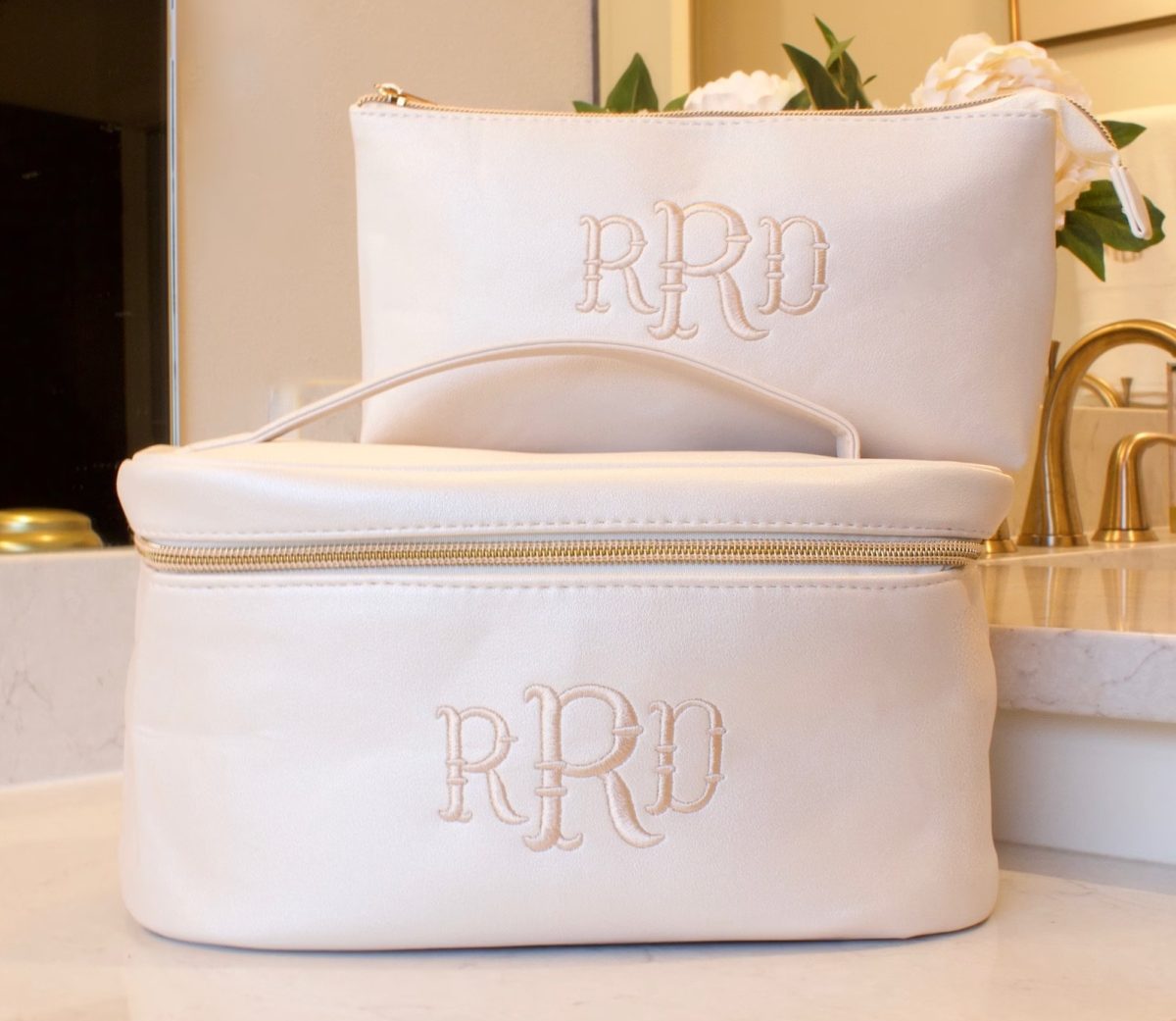 This Personalized Makeup Case with handle makes a cute bridal shower gift