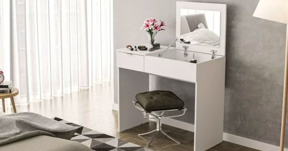 Vanity Desk w/ Mirror & Storage From $81.65 Shipped on Walmart.com