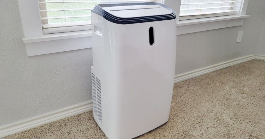 portable AC unit in living room