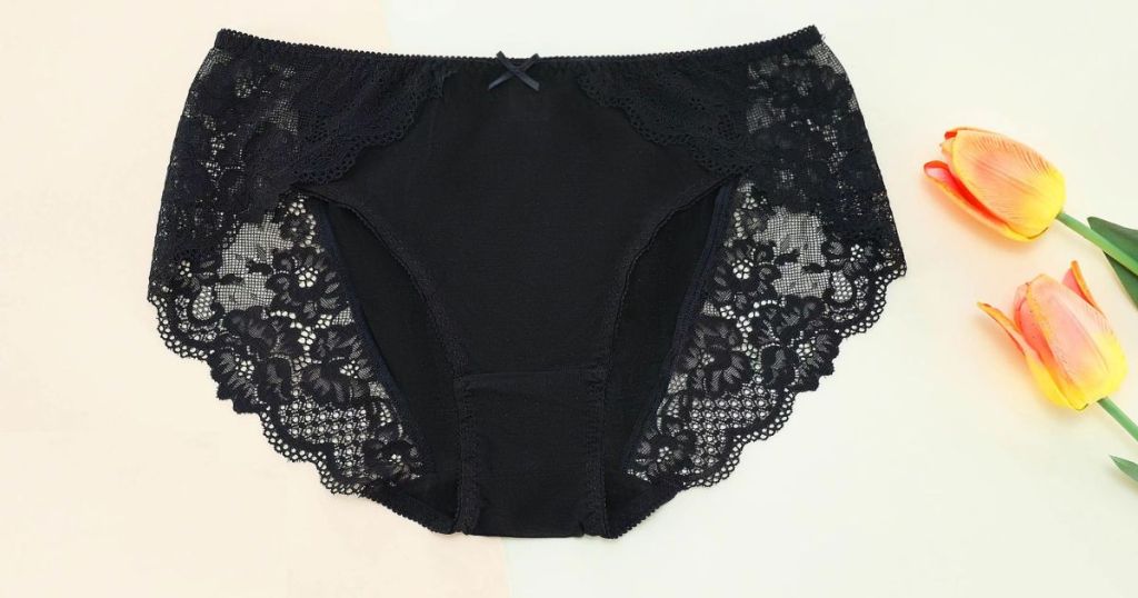Pair of black lace underwear
