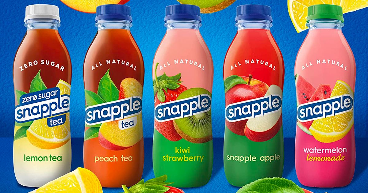 5 varieties of Snapple original flavors