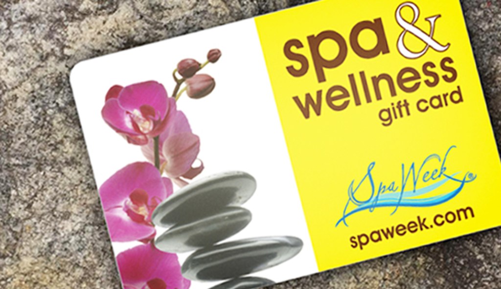 spa week gift card on counter