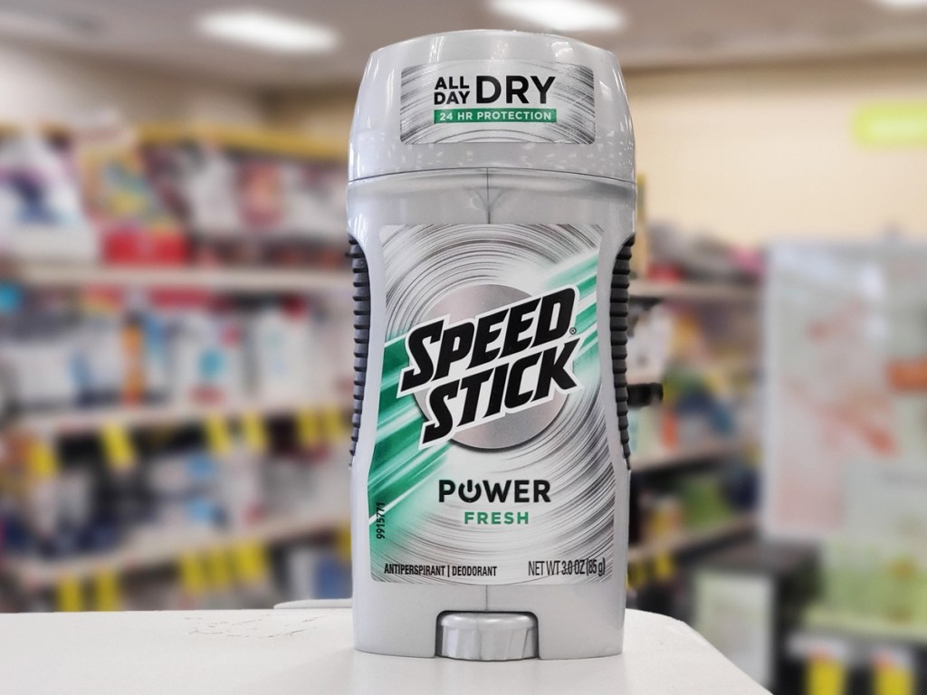 speed stick deodorant on a white shelf in store