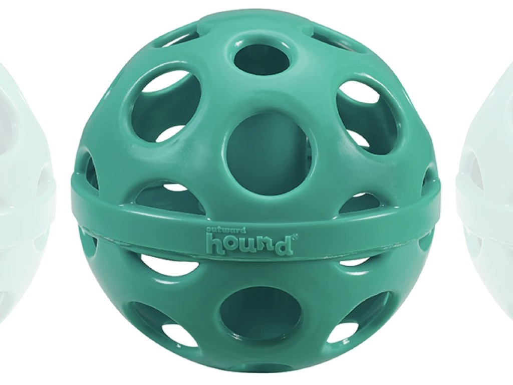 Stock photo of a Outward Hound Squeakin' Holey Moley Dog Ball Stuffable Fetch Toy
