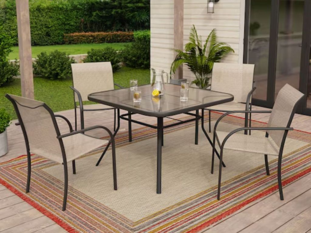 Style selections Pelham patio set with a small table and 4 chairs