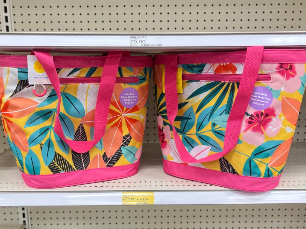 Sun Squad 4.5qt Tote Cooler in Pink Floral at target with clearance tag showcased