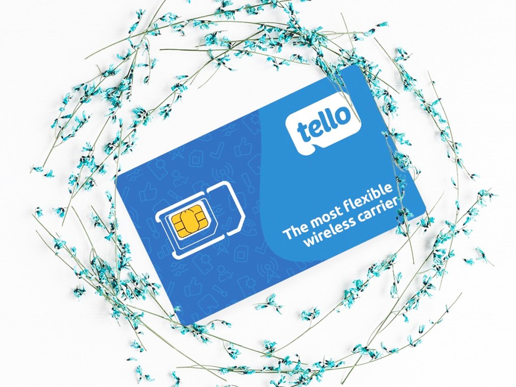 tello sim card surrounded by flowers