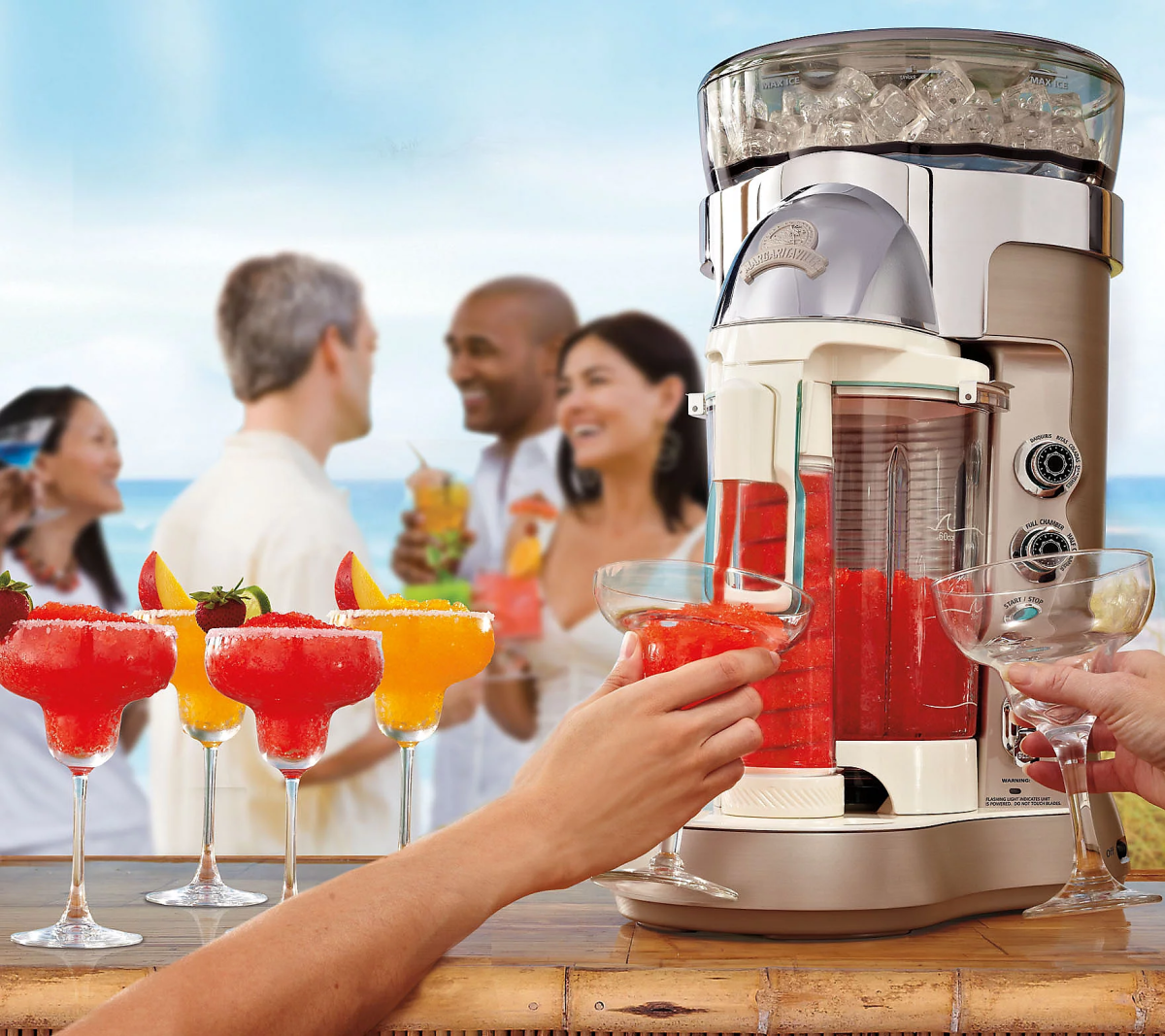 woman self-dispensing a beverage from The Margaritaville Frozen Concoction Maker 