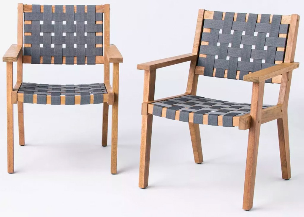 Threshold Colton Wood and Strapping Patio Club Chairs 2-Pack