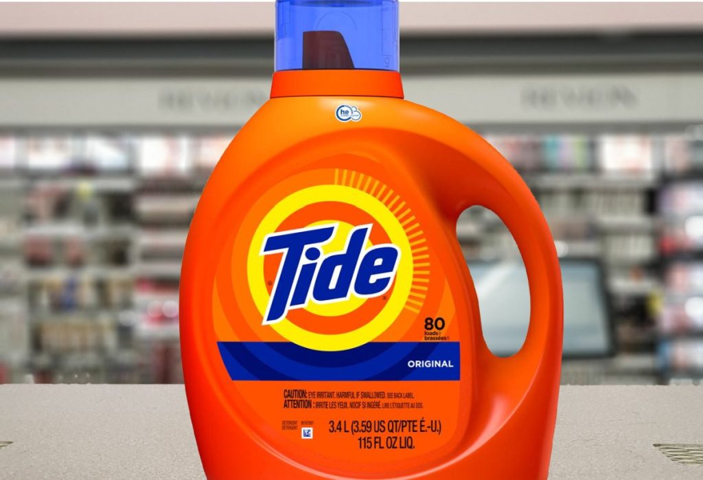 A large bottle of Tide Detergent