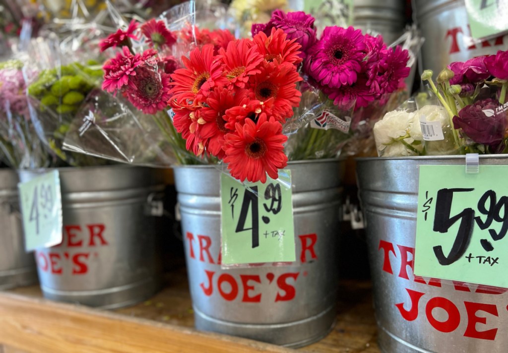 Affordable flowers at Traader Joe's grocery store