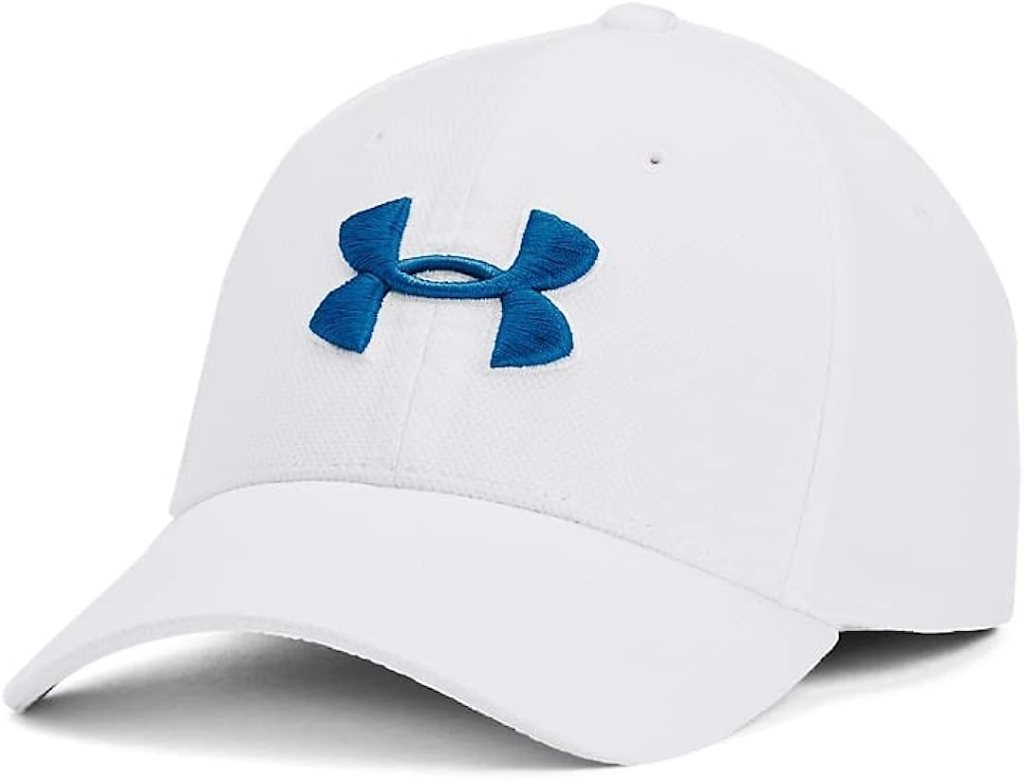 White Under Armour hat with blue logo