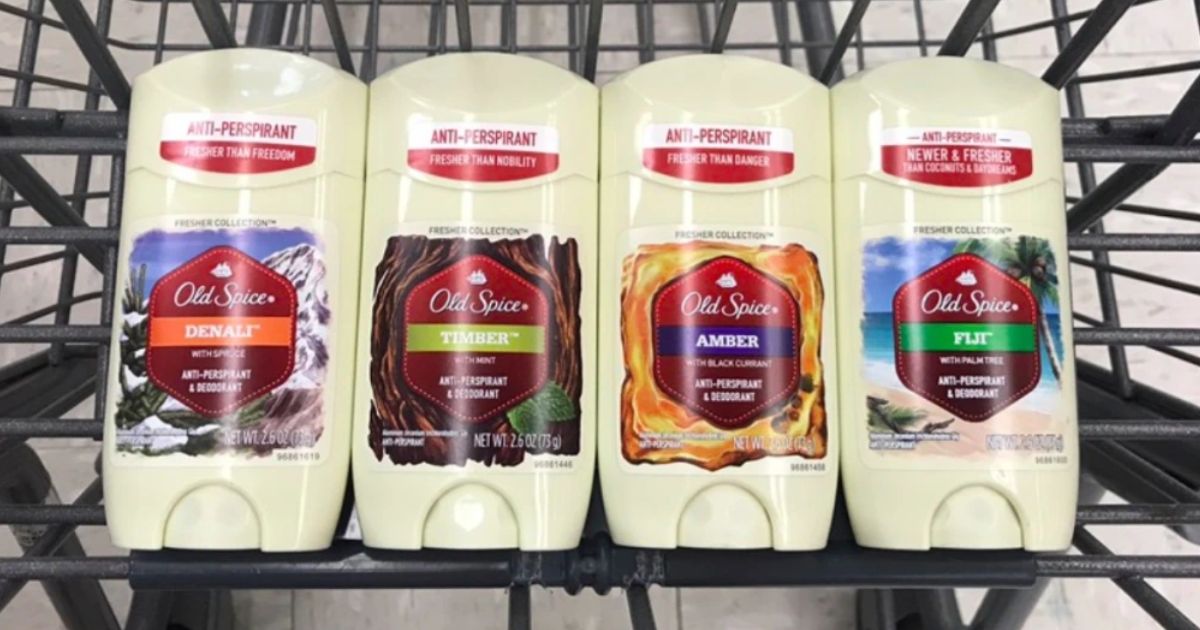 Four different Men's Old Spice Deodorants in a Shopping Cart