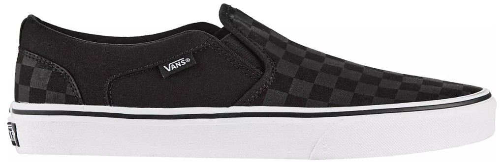 black checkerboard vans shoe
