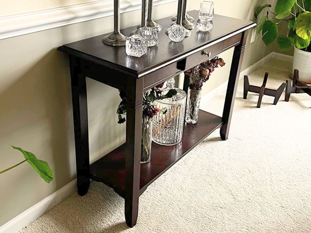Winsome Occasional Table with Glass accent decor on it 
