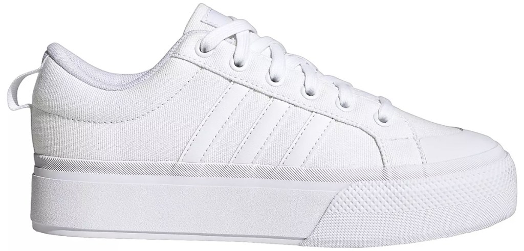 pure white adidas platform sneaker