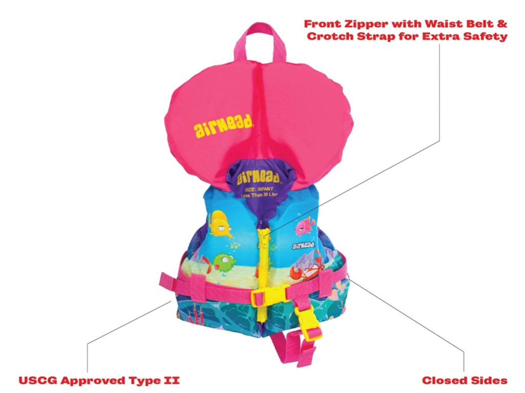 airheads life vest in pink