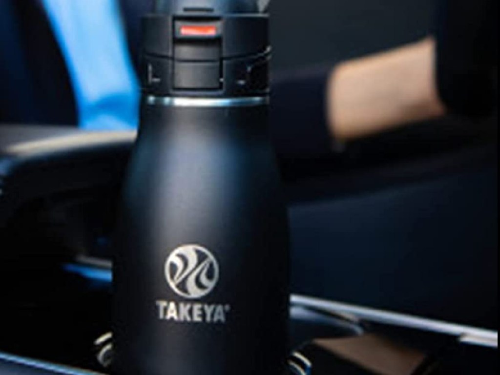 Takeya Traveler Insulated Coffee Mug in car holder