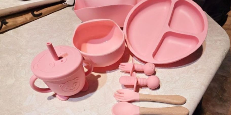 Get 50% Off Silicone Baby Feeding Sets on Amazon (Includes Bib, Dishes, & More)
