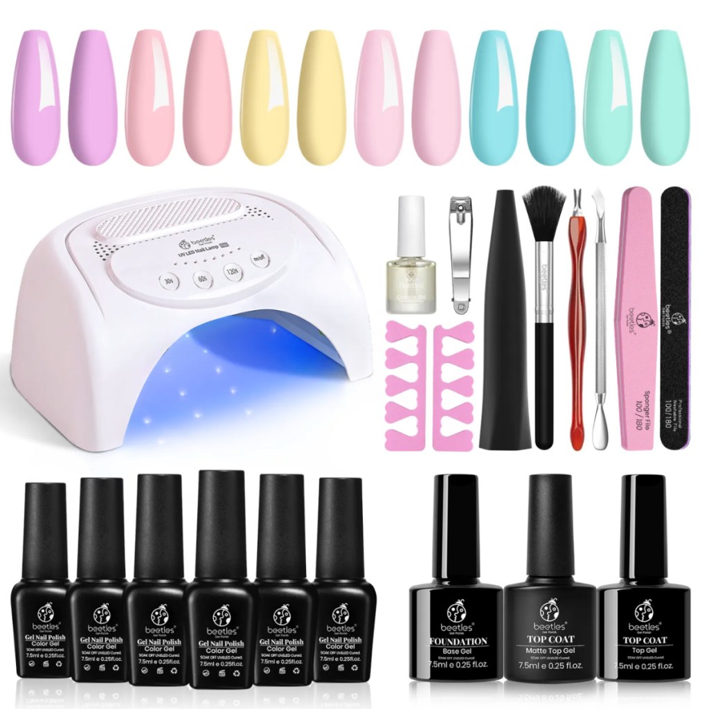 nail polish kit with pastel colors 