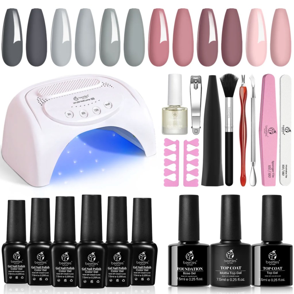 nail polish kit with lavender and pink colors