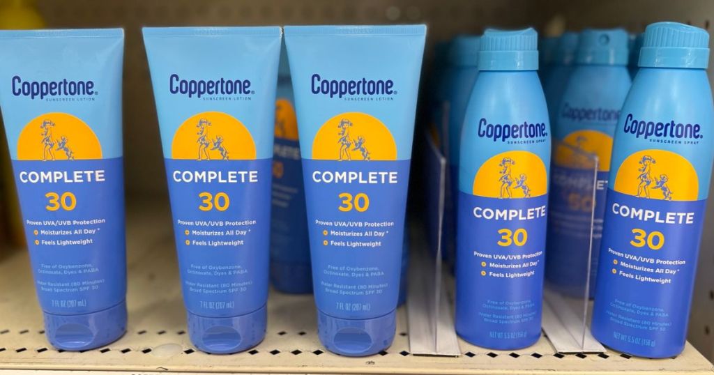 coppertone compte spray and lotion
