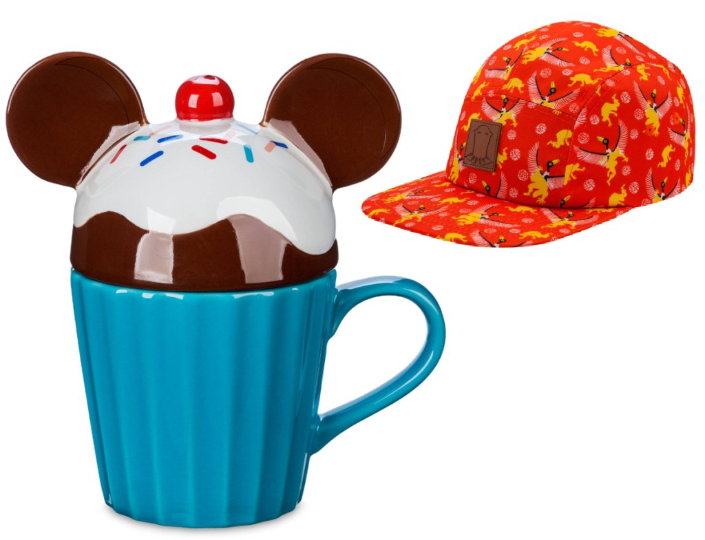 mickey cupcake mug and black panther hat