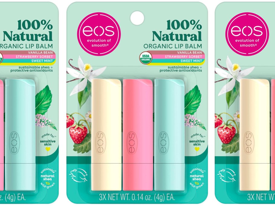 eos 100% natural lip balm 3 pack