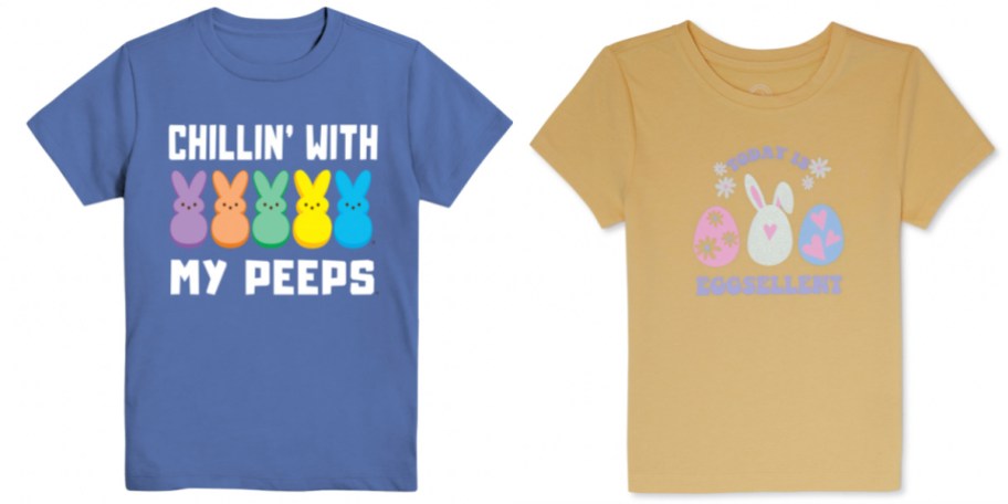 blue and tan easter graphic tees