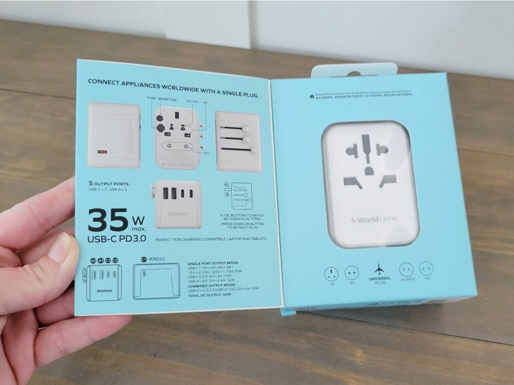 international plug in its box opened