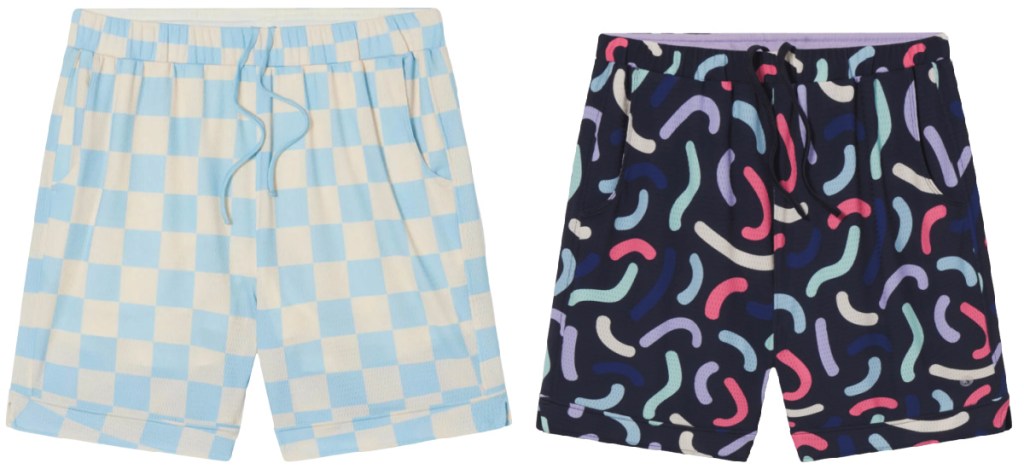 blue checkered and sprinkles shorts